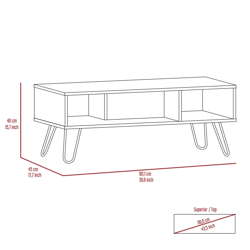 MESA DE CENTRO 40X101,1X45 CM NEGRO Y CAFE  OSCURO - 6