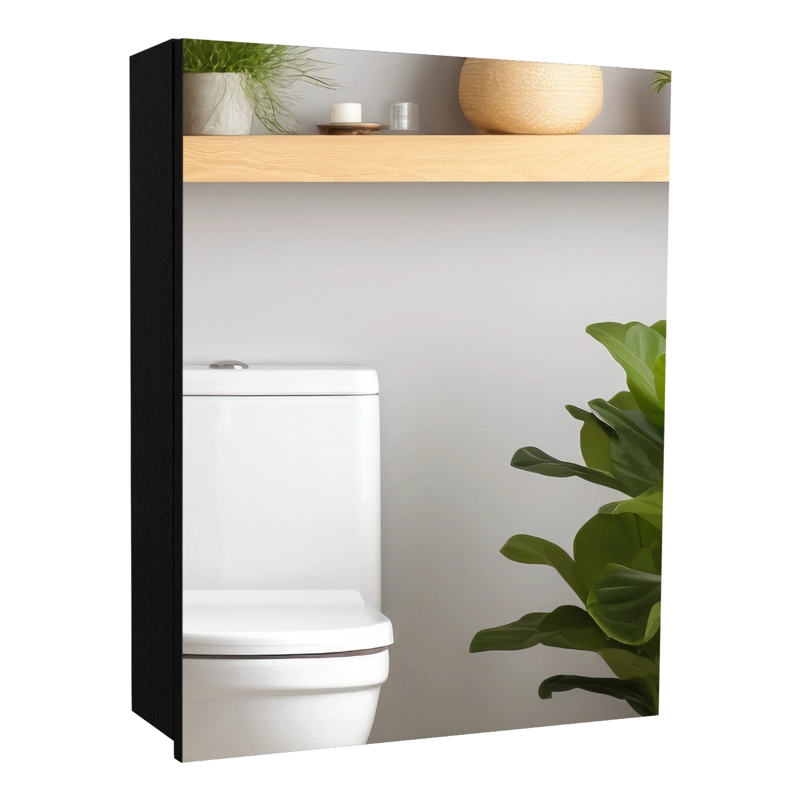 MUEBLE BOTIQUIN DE BAÑO 50.5X40X12.2 CM NEGRO - 1