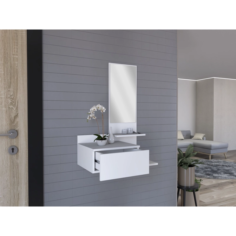 MUEBLE RECIBIDOR DE PARED LIVING 1 CAJON 90X60X35 CM BLANCO - 11