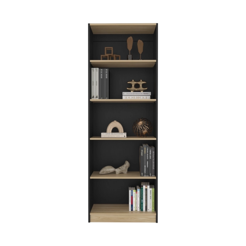ESTANTE ORGANIZADOR DE LIBROS 180,6X62,8X29,9 CM NEGRO Y CAFE  CLARO - 4