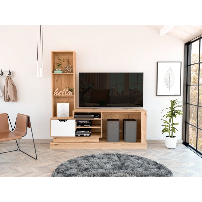 CENTRO DE ENTRETENIMIENTO TV 55' CAFE  CLARO 181.4X177.7X43.1 CM - 10
