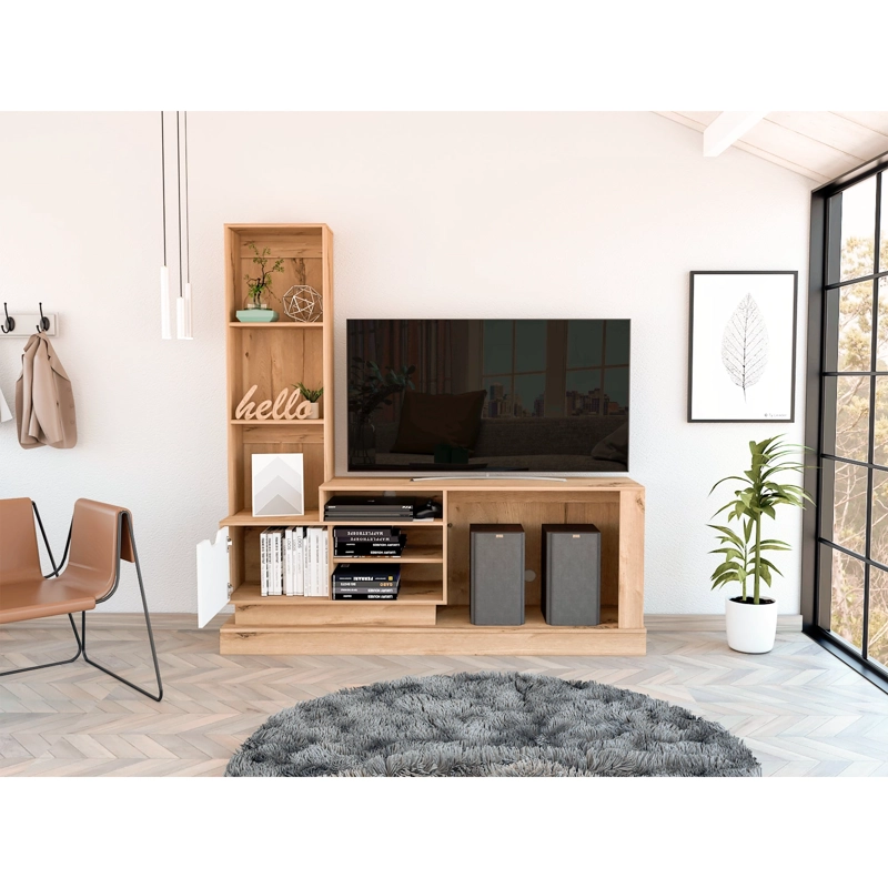 CENTRO DE ENTRETENIMIENTO TV 55' CAFE  CLARO 181.4X177.7X43.1 CM - 11
