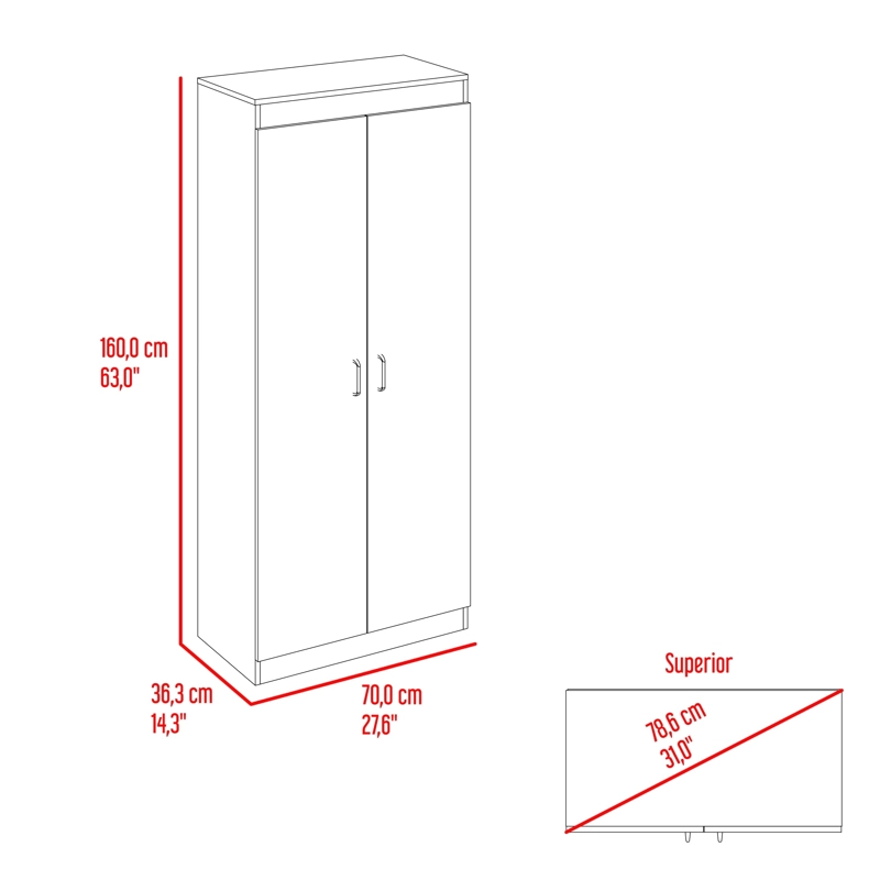 MUEBLE DESPENSA DE COCINA 2 PUERTAS 160,7X70X36,3 CM CAFE  CLARO - 3