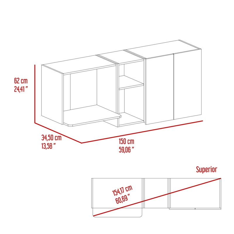 MUEBLE SUPERIOR DE COCINA 62X150X34,5 CM CAFE  CLARO - 8