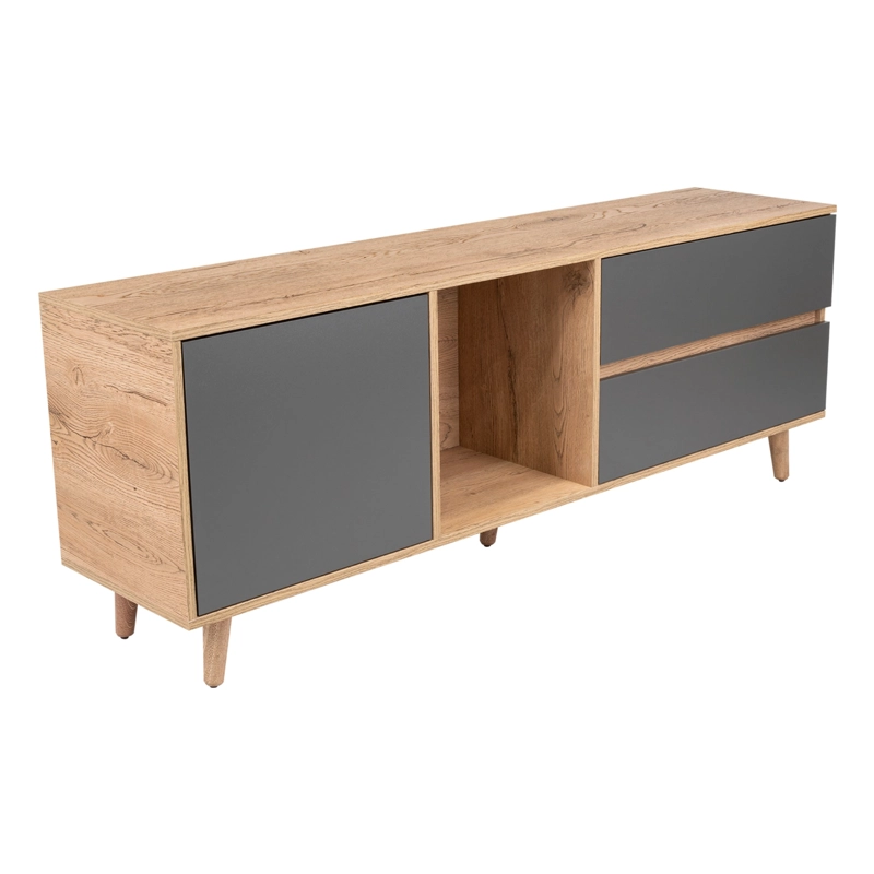 MESA PARA TV 65' 58,4X158,4X38 CM CAFE  CLARO Y GRIS - 1