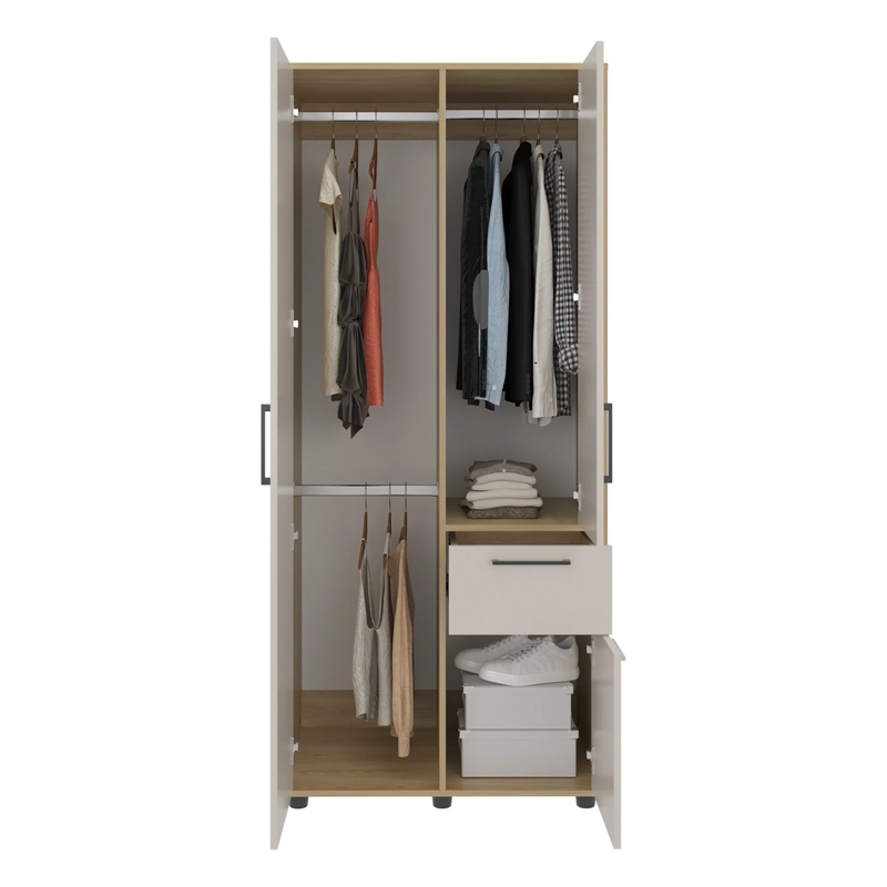 CLOSET 3 PUERTAS Y1 CAJON 180X80X52 CM CAFE  CLARO - 4