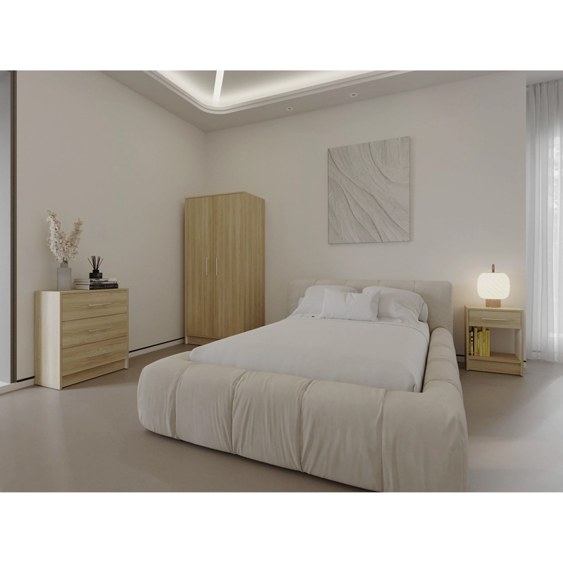 SET DORMITORIO CLOSET 2 PUERTAS + VELADOR + COMODA FM CAFE  CLARO - 6