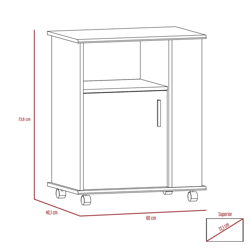 MUEBLE MICROONDAS CON RUEDAS 1 PUERTA 73,6X60X40 CM BLANCO Y CAFE - 8