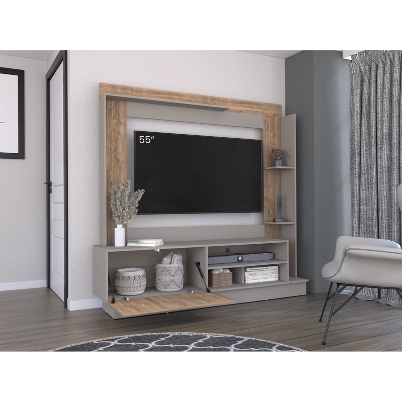 CENTRO DE ENTRETENIMIENTO TV 70' 175X180X38,5 CM CAFE  CLARO Y GRIS - 11