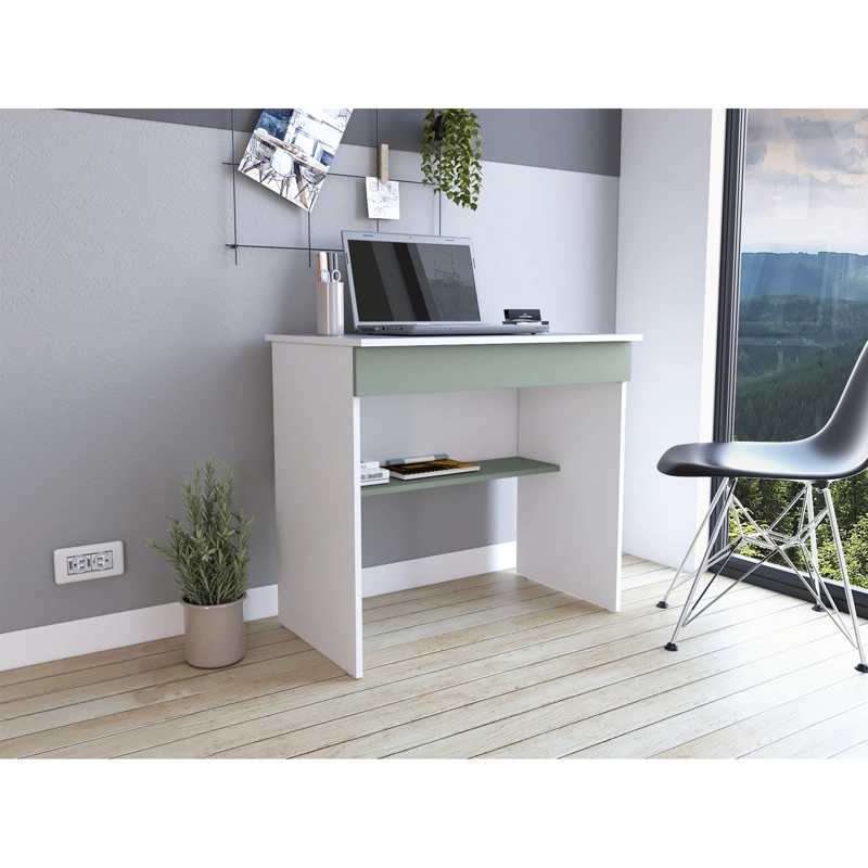 ESCRITORIO CON 1 CAJON 73X80X49,8 CM BLANCO Y AGUAMARINA - 10