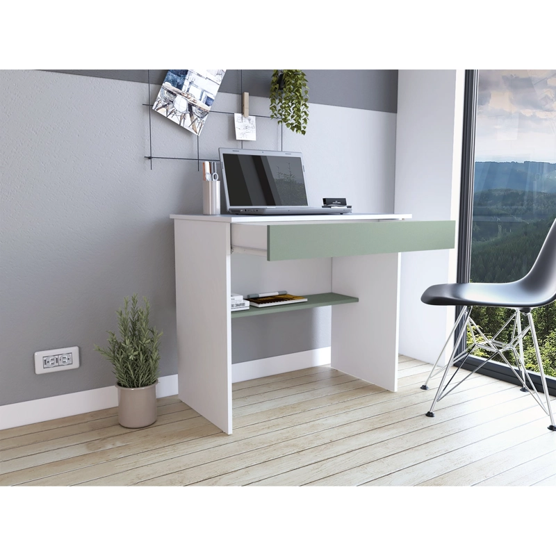 ESCRITORIO CON 1 CAJON 73X80X49,8 CM BLANCO Y AGUAMARINA - 11