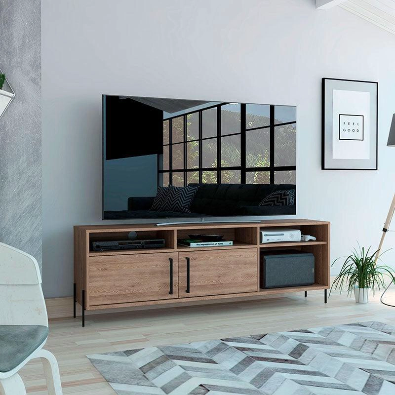 MESA DE TV 70' CON 2 PUERTAS 53,4X158,5X34,6 CM CAFE  CLARO - 10