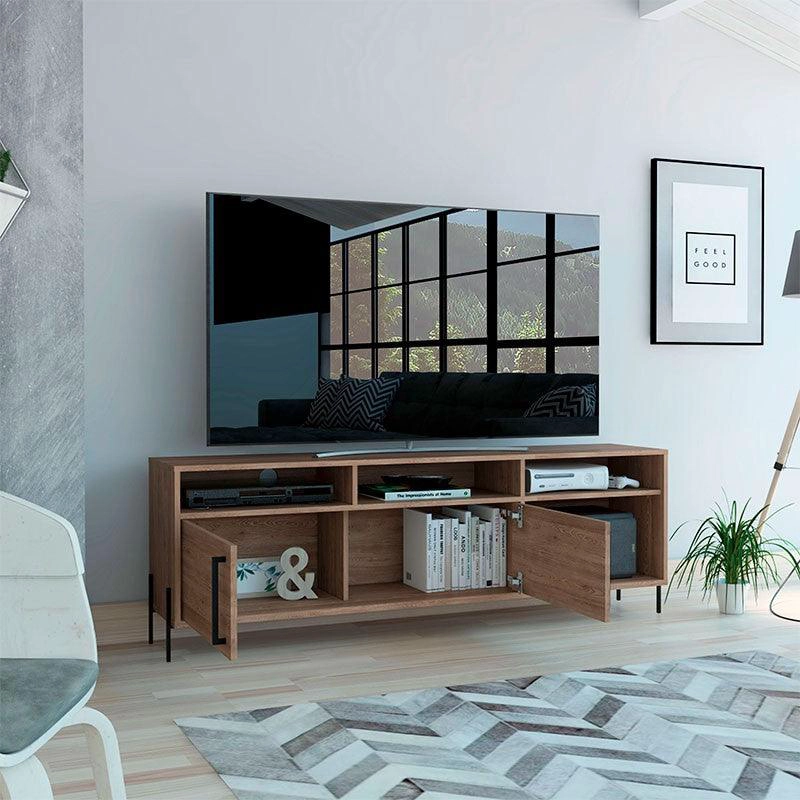 MESA DE TV 70' CON 2 PUERTAS 53,4X158,5X34,6 CM CAFE  CLARO - 11