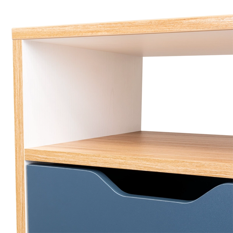 VELADOR MELAMINA 1 CAJON 63X40X35 CM CAFE  CLARO Y AZUL - 9