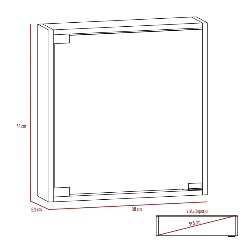 MUEBLE BOTIQUIN DE BAÑO CON ESPEJO 53X50X12.5 CM CAFE  OSCURO - 3