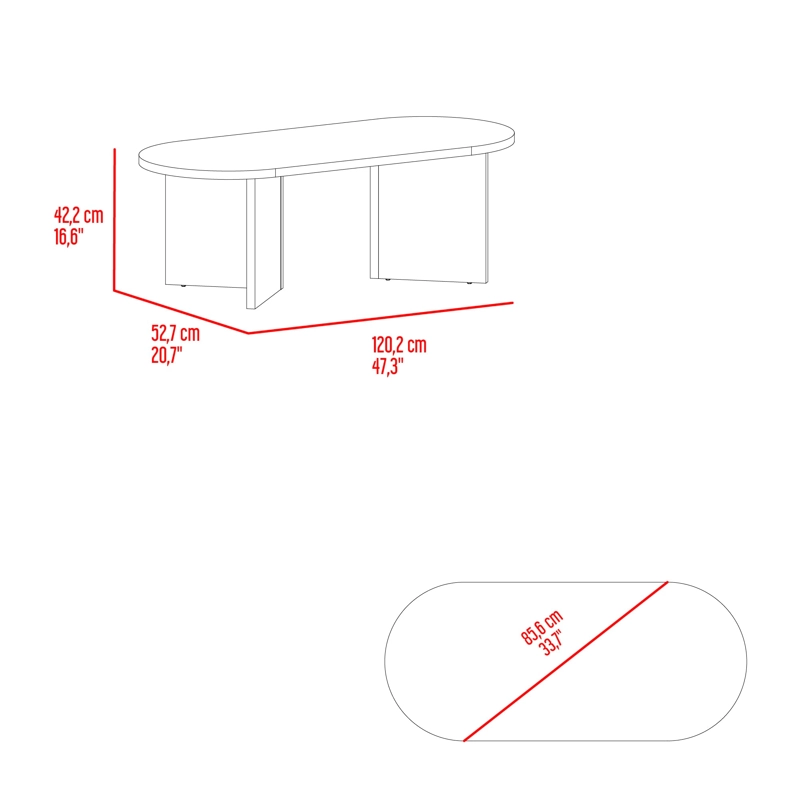 MESA DE CENTRO MODERNA FM 42,2X120,2X52,7 CM CAFE  CLARO - 7