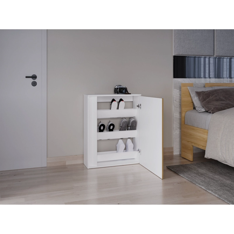 MUEBLE ZAPATERO ORGANIZADOR 80,6X63,2X22,1 CM BLANCO Y CAFE  CLARO - 11