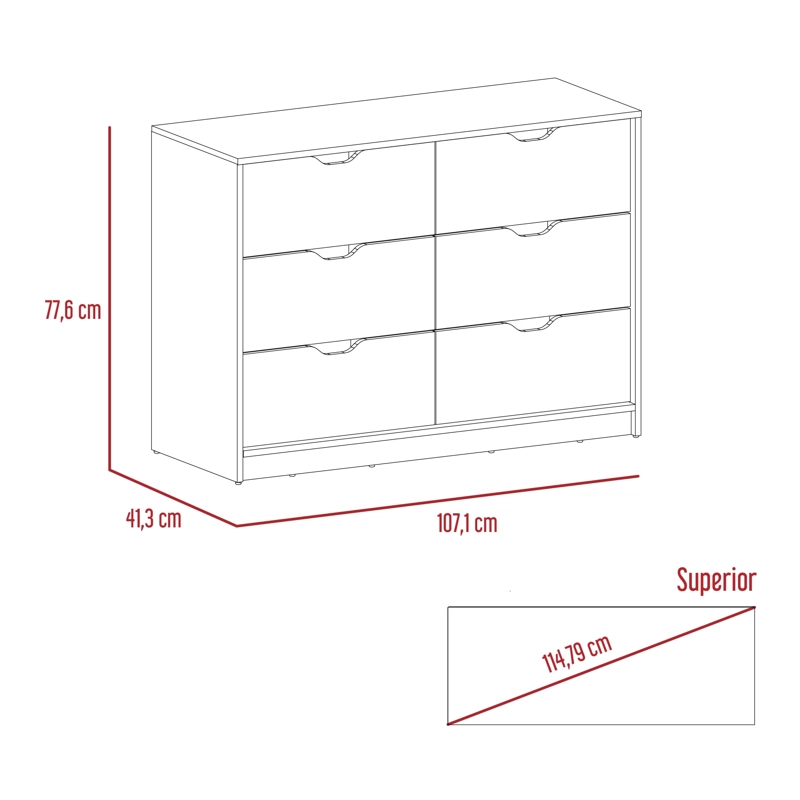 MUEBLE COMODA 4 CAJONES 2 PUERTAS 77,6X107,1X41,6 CM CAFE  CLARO - 7