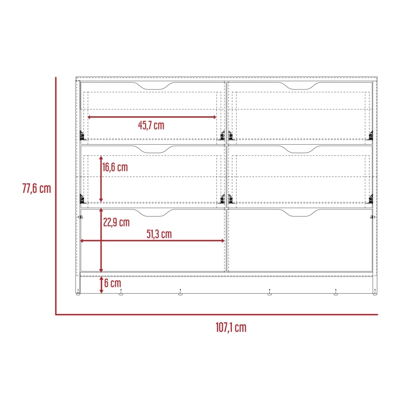 MUEBLE COMODA 4 CAJONES 2 PUERTAS 77,6X107,1X41,6 CM CAFE  CLARO - 8