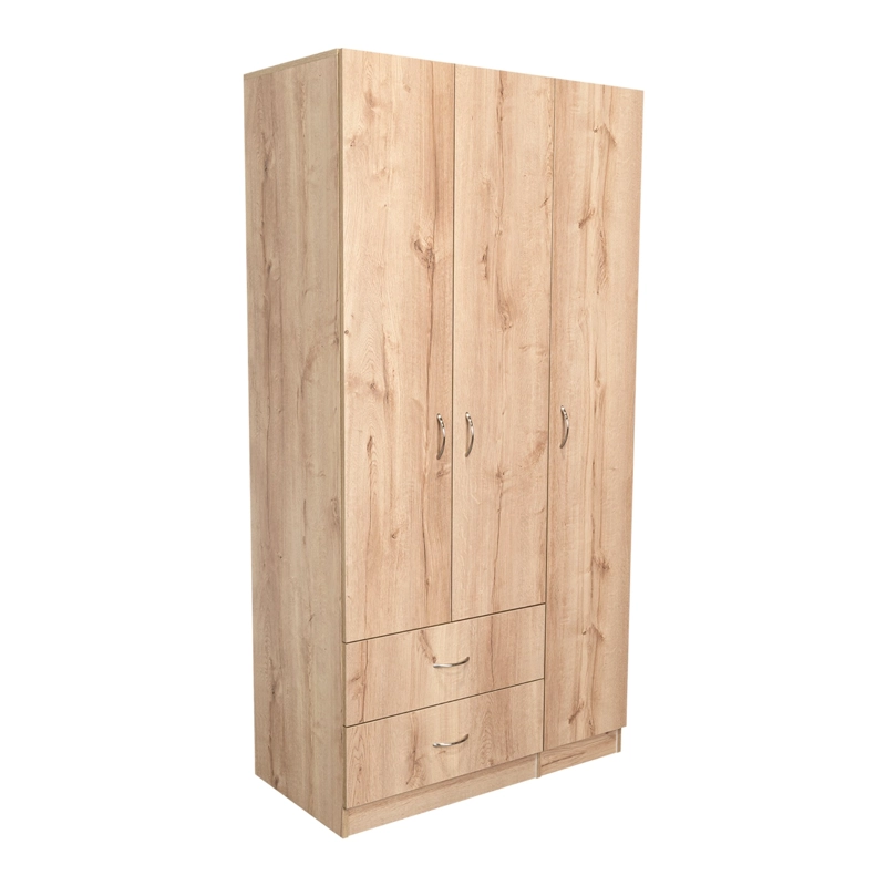 CLOSET 3 PUERTAS 2 CAJONES CAFE  CLARO Y BLANCO 180X90X47 CM - 1