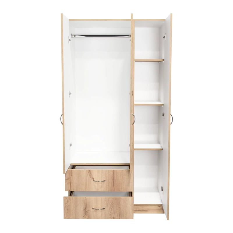 CLOSET 3 PUERTAS 2 CAJONES CAFE  CLARO Y BLANCO 180X90X47 CM - 5