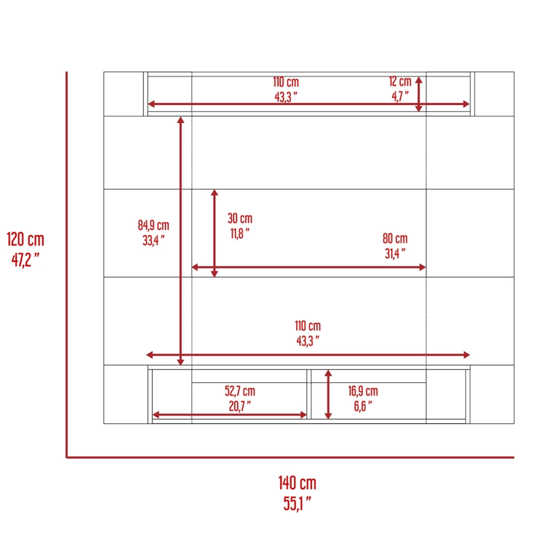 PANEL TV 65' FM 120X140X31,5 CM CAFE  CLARO Y GRIS - 2