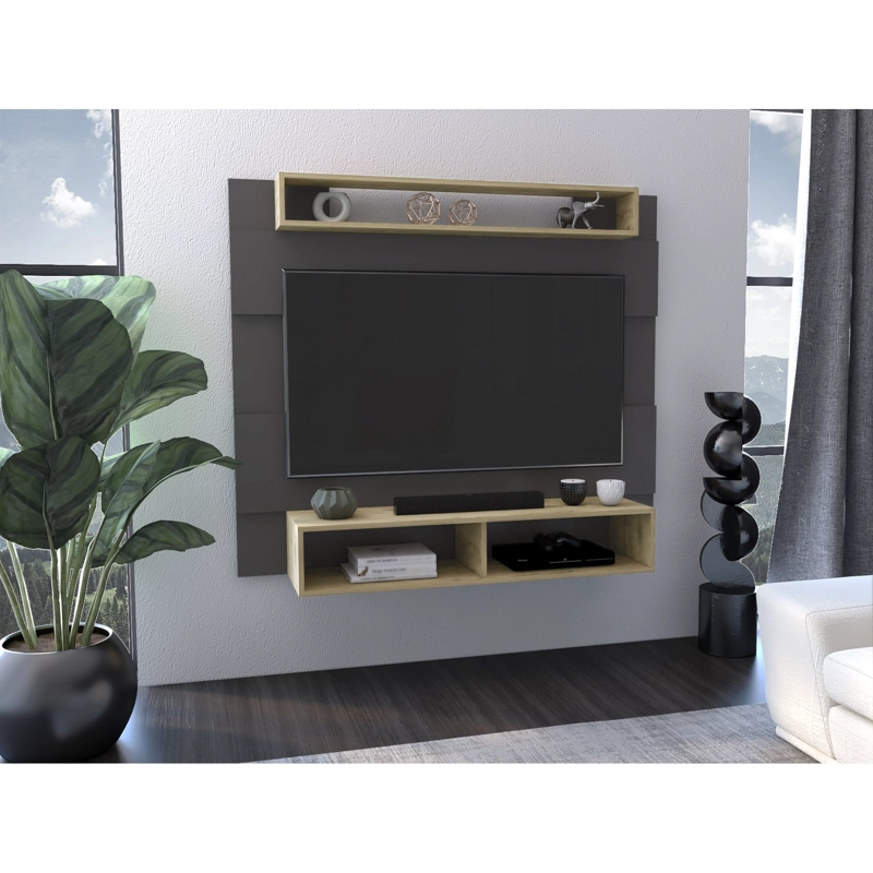PANEL TV 65' FM 120X140X31,5 CM CAFE  CLARO Y GRIS - 9