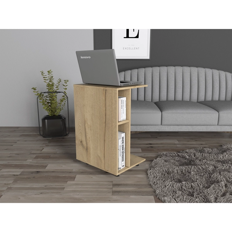 ESCRITORIO MOVIL CON RUEDAS 73X50,2X40,2 CM CAFE  CLARO - 11