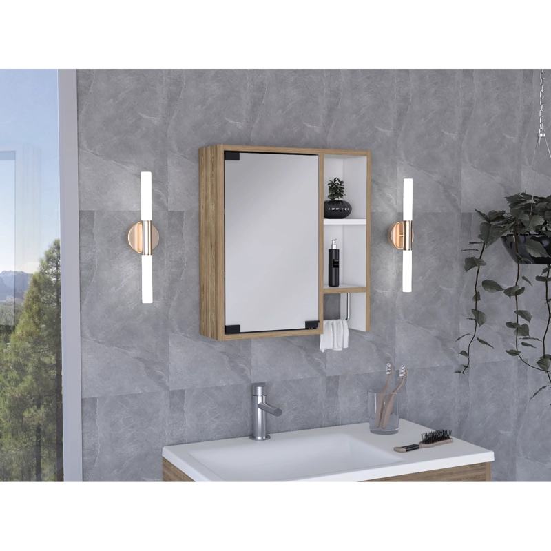 BOTIQUIN DE BAÑO 1 PUERTA 52,2X47,2X14,6 CM CAFE  CLARO - 5