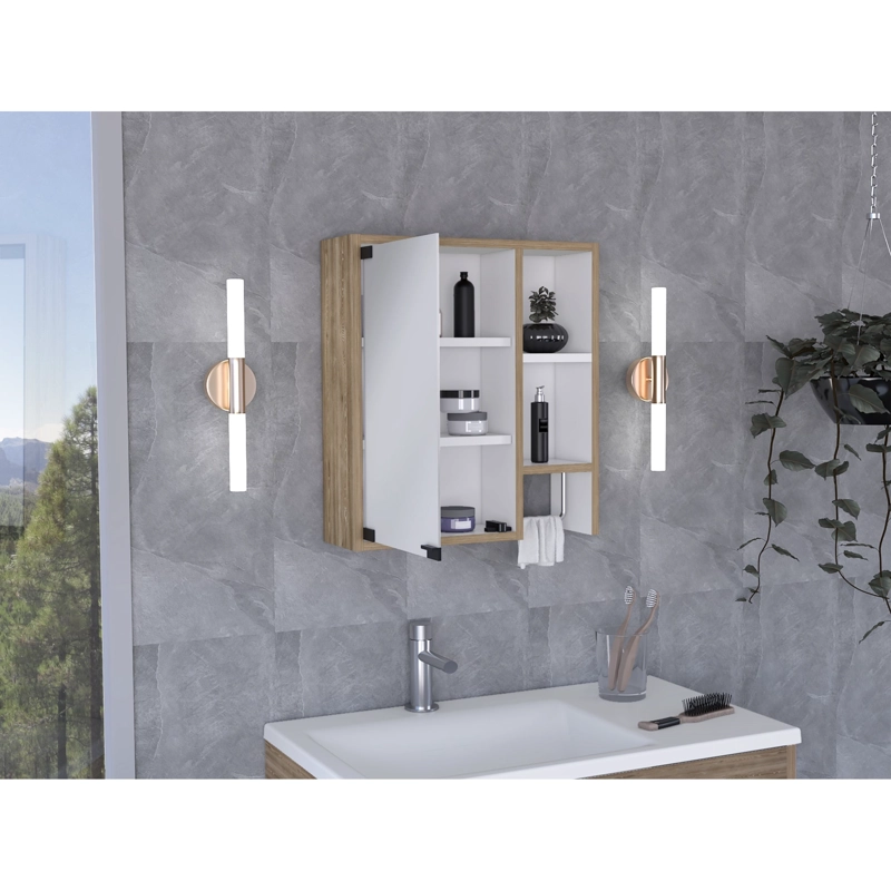 BOTIQUIN DE BAÑO 1 PUERTA 52,2X47,2X14,6 CM CAFE  CLARO - 6