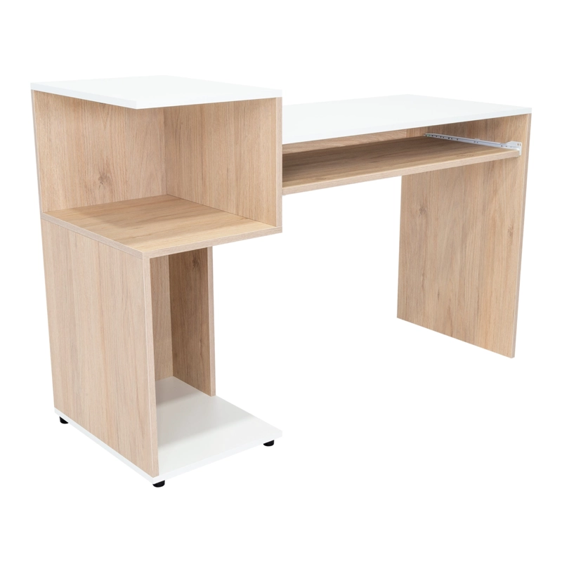 ESCRITORIO MODERNO FM 81,5X120X46 CM CAFE  CLARO Y BLANCO - 1