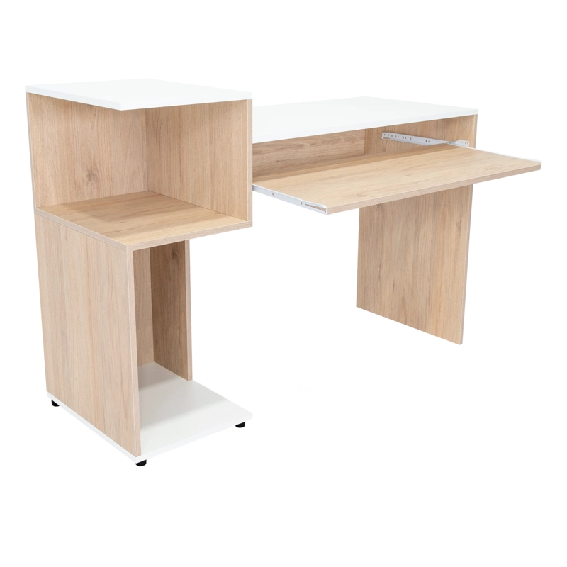 ESCRITORIO MODERNO FM 81,5X120X46 CM CAFE  CLARO Y BLANCO - 4