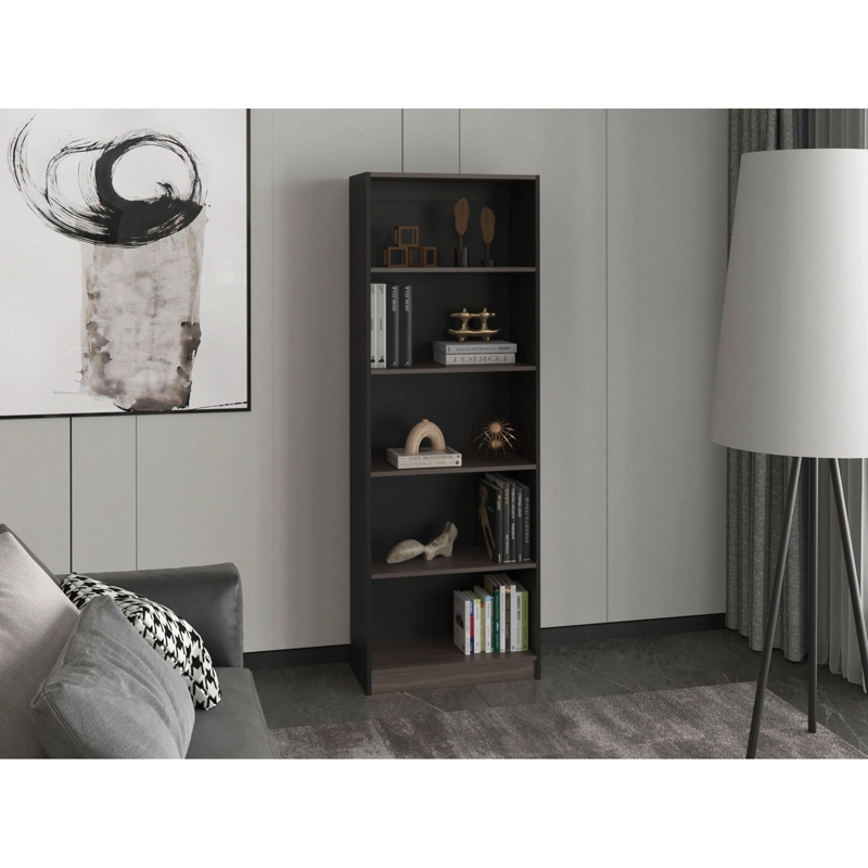 ESTANTE ORGANIZADOR DE LIBROS FM 180,6X62,8X29,9 CM NEGRO Y CAFE - 6