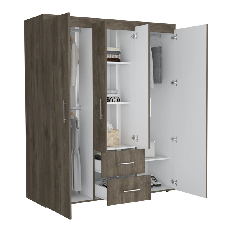 CLOSET 4 PUERTAS FM MELAMINA 177,9X150,3X50,4 CM CAFE  OSCURO - 3