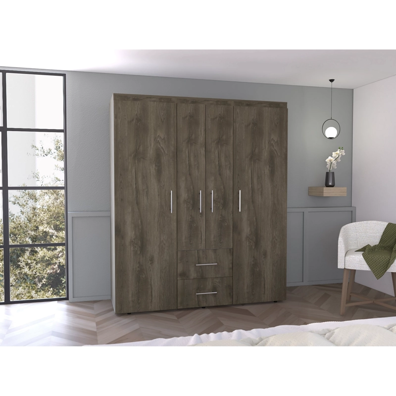 CLOSET 4 PUERTAS FM MELAMINA 177,9X150,3X50,4 CM CAFE  OSCURO - 5