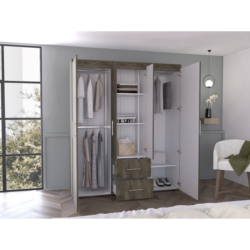 CLOSET 4 PUERTAS FM MELAMINA 177,9X150,3X50,4 CM CAFE  OSCURO - 6