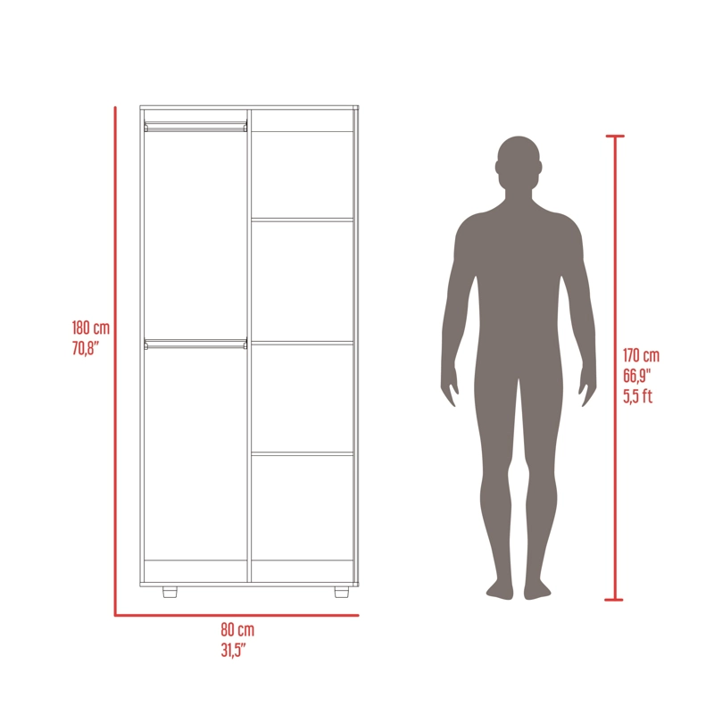 CLOSET 2 PUERTAS FM MELMAINA 180X80X48 CM NEGRO - 3