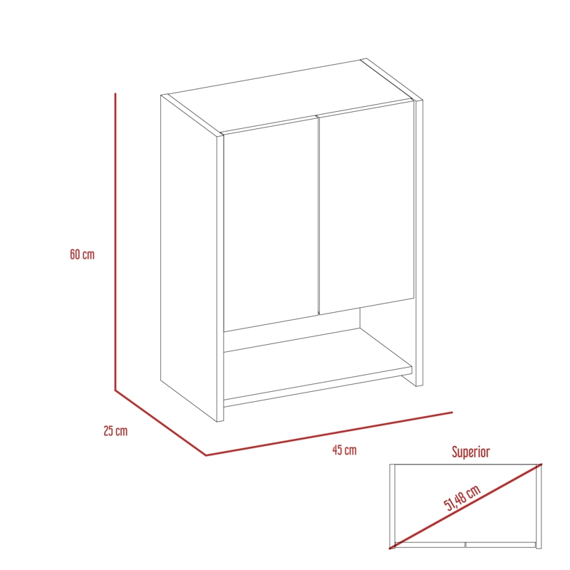BOTIQUIN 2 PUERTAS 60X45X25 CM CAFE  CLARO Y GRIS - 3
