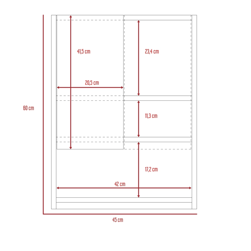 BOTIQUIN 2 PUERTAS 60X45X25 CM CAFE  CLARO Y GRIS - 4