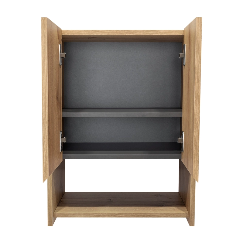 BOTIQUIN 2 PUERTAS 60X45X25 CM CAFE  CLARO Y GRIS - 5