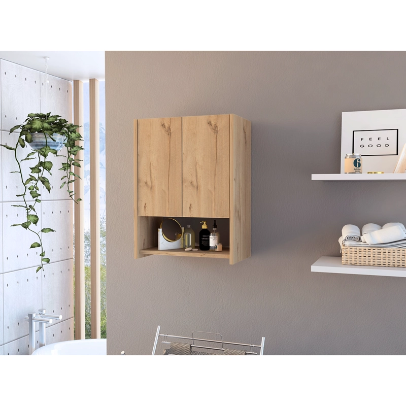 BOTIQUIN 2 PUERTAS 60X45X25 CM CAFE  CLARO Y GRIS - 12