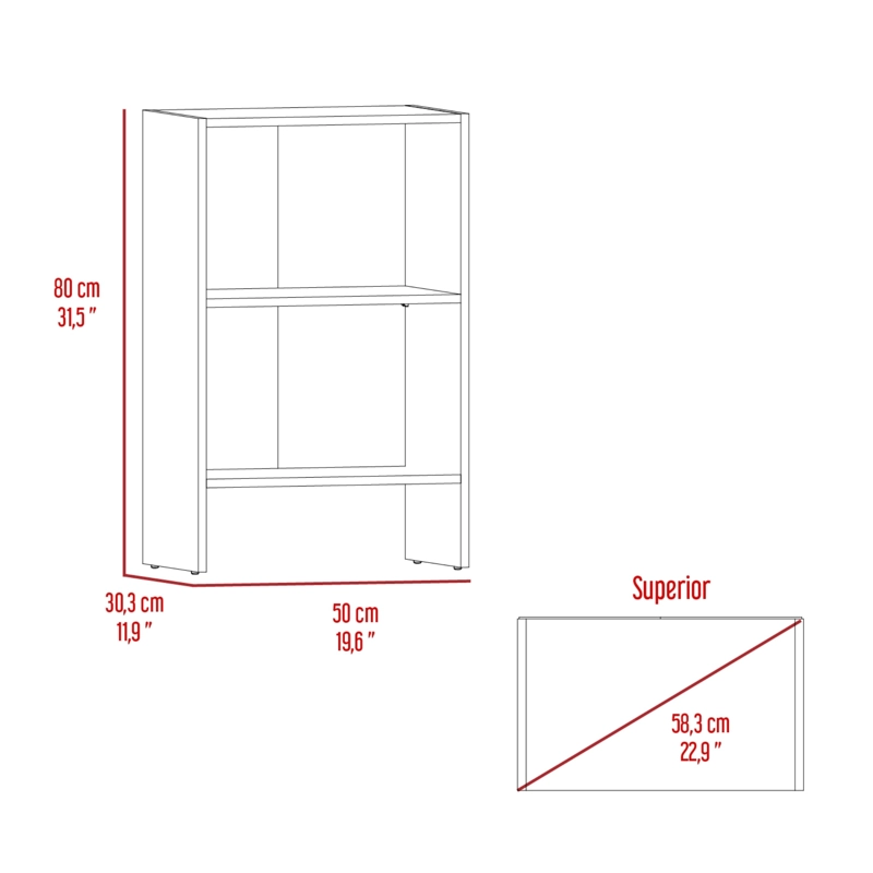 LIBRERO BAJO FM 2 REPISAS 80X50X30,3 CM BLANCO - 8