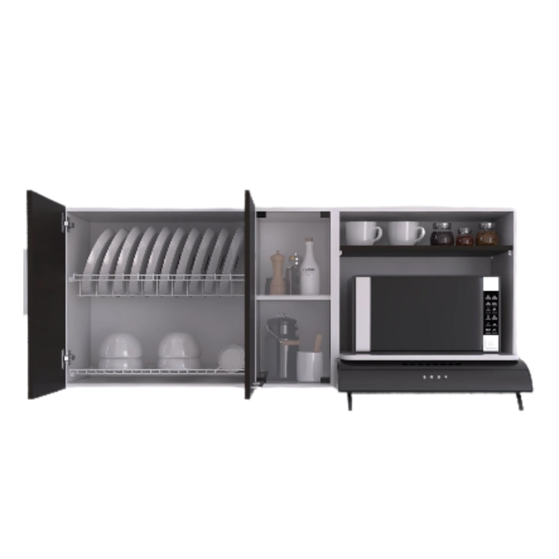 MUEBLE SUPERIOR DE COCINA 2 PUERTAS 60.2X150X40 CM BLANCO Y NEGRO - 4