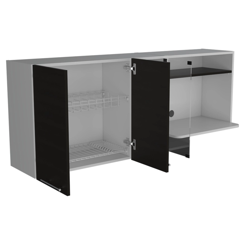 MUEBLE SUPERIOR DE COCINA 2 PUERTAS 60.2X150X40 CM BLANCO Y NEGRO - 7