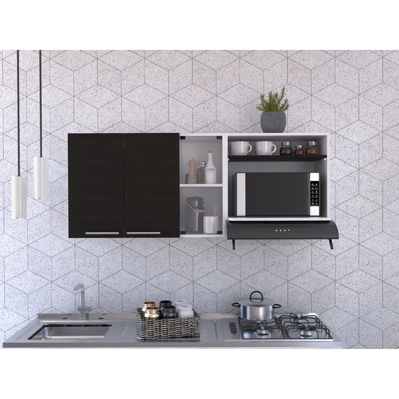 MUEBLE SUPERIOR DE COCINA 2 PUERTAS 60.2X150X40 CM BLANCO Y NEGRO - 8