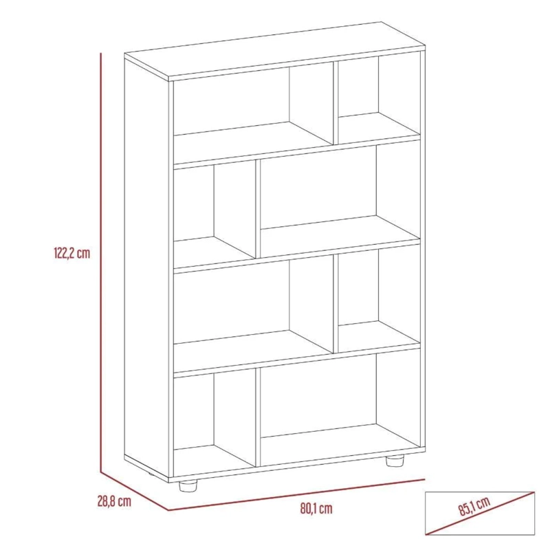 MUEBLE BIBLIOTECA ORGANIZADORA 80,1X122,2X28,8 CM CAFE  CLARO - 8