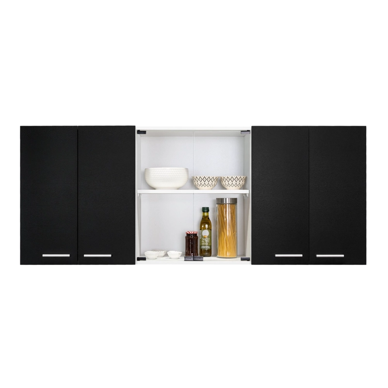 MUEBLE SUPERIOR DE COCINA 6 PUERTAS 150X60X31,5 CM NEGRO Y BLANCO - 7