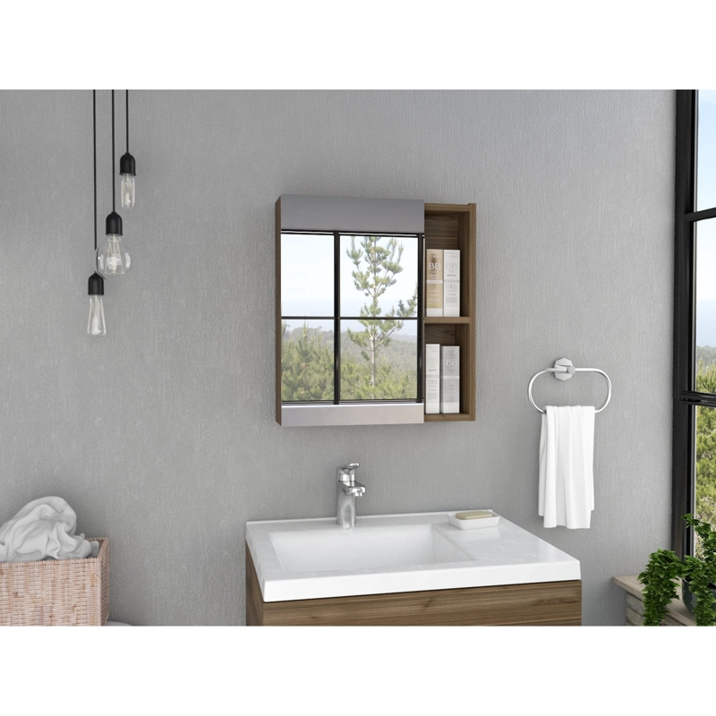 BOTIQUIN DE BAÑO 1 PUERTA 49.7X45X12.5 CM CAFE  OSCURO - 5