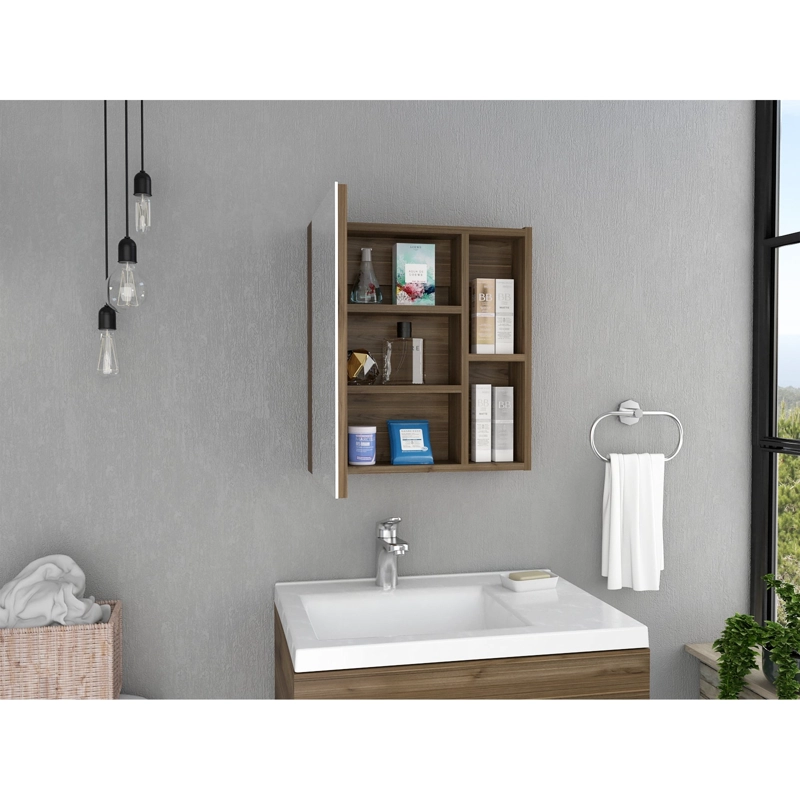 BOTIQUIN DE BAÑO 1 PUERTA 49.7X45X12.5 CM CAFE  OSCURO - 6
