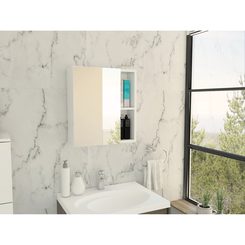MUEBLE BOTIQUIN DE BAÑO CON ESPEJO 49,7X45X12,5 CM BLANCO - 8